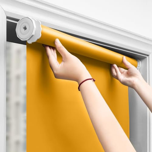 tow000ack Verdunkelungsrollos Ohne Bohren,Orange Polyestergewebe Thermorollo,UV-Schutz Wasserdicht Fensterrollos,Seitenzugrollo für Innen Fenster,Anpassbar Farbe,Breite x Höhe (55cm x 190cm)