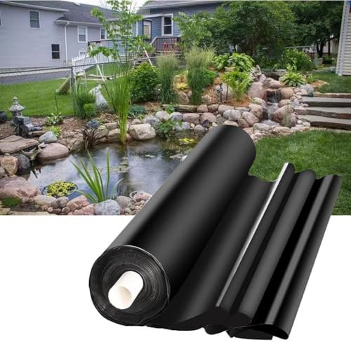 Artiz Teichfolie, 0,4 Mm Flexible HDPE-Fischteichfolie Faltbare Poolfolie, Undurchlässige Folie Für Koiteiche, Bachläufe, Springbrunnen Und Gartenwasserfälle(1.5x15m)