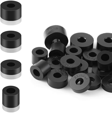 20PCS Rubber Spacer, 4 Sizes Black Thick Rubber Washers, Non-Slip Anti-Vibration Spacer, Multi Purpose Round Washers for Electrical Repair, Home and Car Accessories