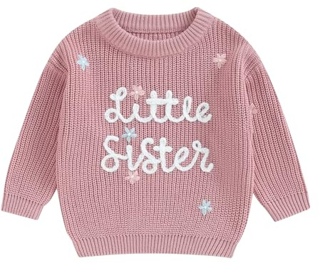 Sister Matching Clothes Big Sister Jumper Little Sister Sweater Toddler Baby Girl Knitted Pullover Top Fall Winter Knitwear Clothing