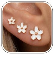 YADOCA 3 Paar Ohrstecker Silber 925 Ohrringe für Damen Mädchen Hypoallergen Klein Blumen Ohrstecker mit 5A+Zirkonia Helix Knorpel Ohrringe Silber/Gold/Roségold/Schwarz