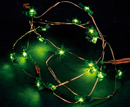 Hellum Cadena de luces LED árbol de Navidad con 20 LEDs verdes, 100 cm de longitud, cable de cobre, alimentada por baterías (2AA), para interiores 570847