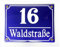Süddeutsches Emaille Hausnummernschild mit Wunschzahl und Wunschtext 20x16 cm