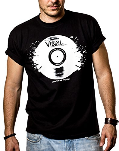 Cooles Dj T-Shirt mit Vinyl Schallplatte schwarz Größe L