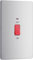 BG Electrical Large Cooker Control Switch Unit with LED Power Indicator, Double Plate, Double Pole, Screwless Front Plate, Premium Flatplate, Brushed Steel, 45A, FBS72