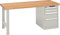 LISTA Werkbank, 1 Fuß, 1 Schubladenblock, 4 Schubl. 2x100,200,300 mm,elektr. Zahlenschloss, Multipl.40 mm, BxTxH 2000x750x840 mm, RAL 7035 lichtgrau