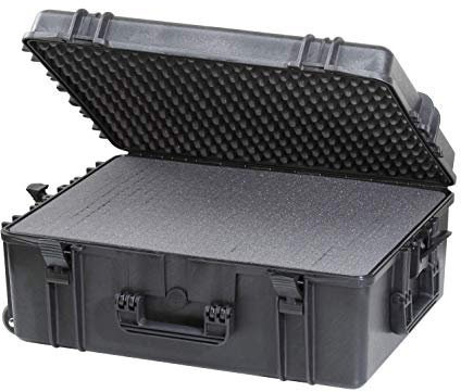 MAX Cases - MAX620H250STR.079 Negro - Maleta hermética con espuma pre-cortada a cubetas y trolley - dimensiones internas 620 x 460 x 250 mm