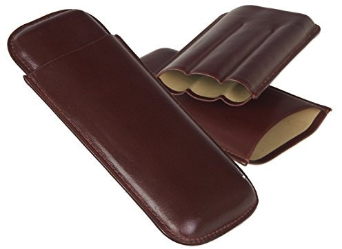 Lifestyle-Ambiente Zigarrenetui Leder Teleskop braun 3er Double Corona inkl Tastingbogen