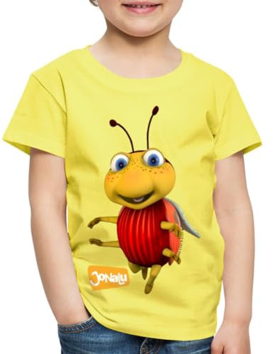 Spreadshirt JoNaLu Marienkäfer Ludwig Kinder Premium T-Shirt, 134/140 (8 Jahre), Gelb