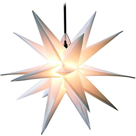 LED WEIHNACHTSSTERN 3D XXL 18 Zacken 100 cm INKL. LED-Leuchtmittel (auswechselbar) Faltstern Außenstern Adventsstern wetterfest für außen und innen 4m Kabel von Dekowelt (Weiß)