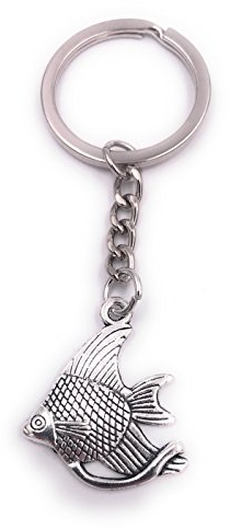 H-Customs Zierfisch Aquarium Anders Schlüsselanhänger Anhänger Silber aus Metall