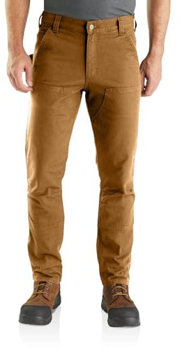 Carhartt Rugged Flex® Pantalon de Travail en Toile Lourde Doublée À L’Avant Coupe Droite - Pantalon Utilitaire de Travail - Coupe Droite Stretch Duck Double Devant - Homme
