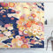 ABAKUHAUS Japan Duschvorhang, traditionelle Blumen, Stoffliches Gewebe Badezimmerdekorationsset mit Haken, 175 x 240 cm, Rosa Indigo