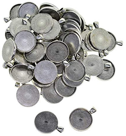 IPOTCH 50pcs Blank Round Leere Anhänger Set Cabochons für Schmuck Machen Lünette Charms Fassung Rohling Schmuckanhänger - 30mm