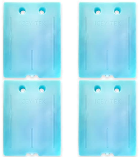 Icey-Tek - Large Gel Ice Packs - Reusable Cooler Packs + Commercial Grade Cooling Solution for Cool Boxes and Cooler Bags - Freezer Packs - Pack of 4