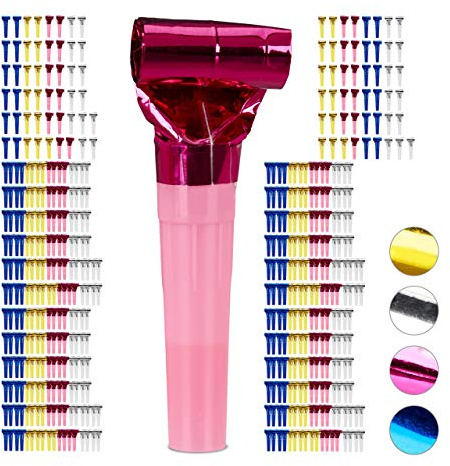 Relaxdays 500 x Partytröten, Luftrüssel Kinder, Tröten Kindergeburtstag, Party Pack Krachmacher, Blasrüssel, bunt gemischt