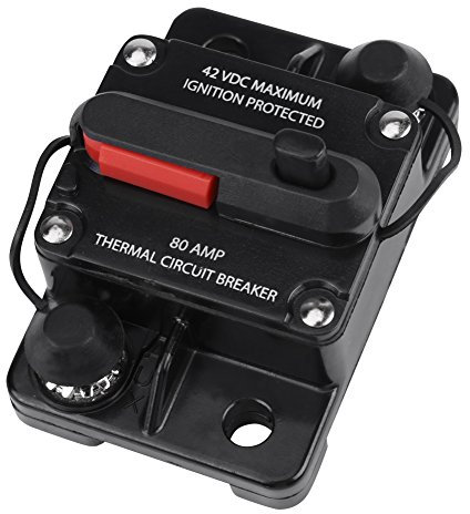 Disjoncteur Audio de Voiture 80A 12-42V DC Réinitialisation Manuelle Compatible Porte-fusible en Ligne Système Audio Automobile 50A-250A