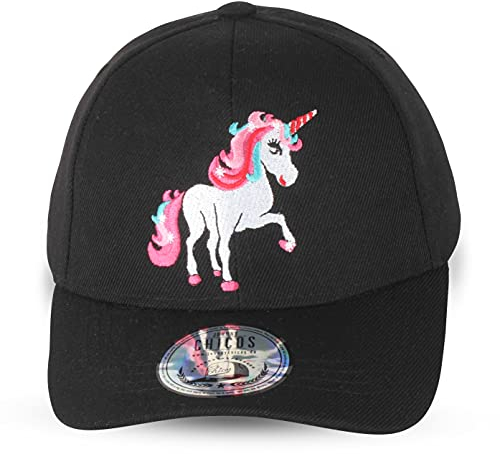 JOHNNY CHICOS Kindercap Unicorn Einhorn Cap verstellbar ca. 49-58cm Kopfumfang (One Size, Curved-Blk-Blk-UCorn)