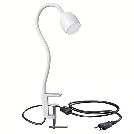 ledscom.de GU10 Klemmleuchte KLUK mit Schwanenhals, weiß inkl. GU10, 3-Stufen-dimmbar, warm-weiß, W,