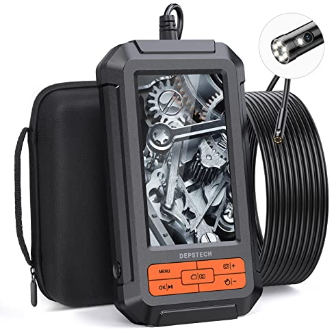 DEPSTECH Endoskopkamera mit Licht, Dual Lens Industrie Endoskop, 1080P Digitale Inspektionskamera, wasserdichtes Rohrkamera Kanalkamera KFZ Endoskop 5m, 32GB TF Karte, Tragetasche