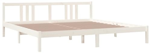 vidaXL Massivholzbett Doppelbett Kopfteil Bettgestell Lattenrost Bettrahmen Bett Holzbett Schlafzimmerbett Schlafzimmermöbel Weiß 200x200cm