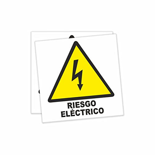 Seribas Señal Riesgo Electrico - Señal Pegatina Peligro - Medidas 10 x 10 cm - Vinilo Adhesivo - Carteles Homologados Con Tinta Y Materiales Resistentes. Ideal Interiores y Exteriores. (2)