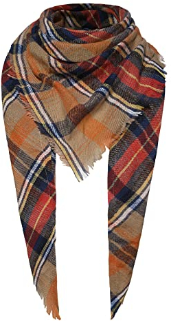 Durio Halstuch Tuch Dreieckstuch Damen Herbstschal Dünn Schal Weich Deckenschal Tuch Elegant Mit Fransen Orange Einheitsgröße