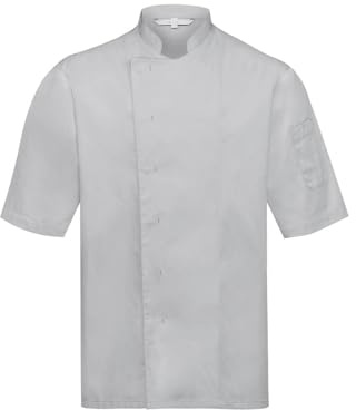 GREIFF Gastro Moda Herren Cuisine Basic Kochjacke Halbarm Regular Fit Lichtgrau Hellgrau Modell 5562 Größe 3XL
