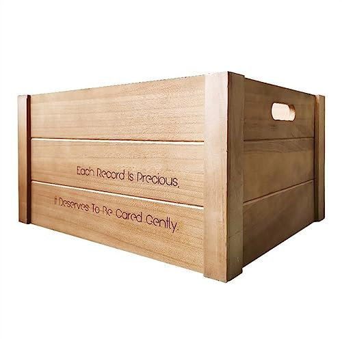 Schallplattenständer Aufbewahrungskiste for Schallplatten, Holz-Aufbewahrungsbox for Schallplatten, Albumhalter mit Griff, Aufbewahrungswürfel for Schallplatten, fasst bis zu 90 Alben Schallplatten Au