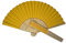 Parev Dark Yellow Paper Foldable Hand Held Bamboo Wooden Fan