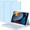 EasyAcc Tastatur Hülle Kompatibel mit iPad 10.2 Zoll 9. / 8. und 7 Generation mit Schutzfolie, [QWERTZ Deutsches], Abnehmbar Tastatur Schutzhülle mit Pencil Halter, Weiß Eisblau