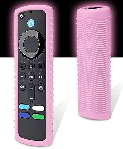 Protective Cover for Firestick Remote, Friendly Silicone Material, DropProof, DustProof, Washable, Compatible with Most Models of Fire Stick 4k/Max Voice Remote Case, FireTV Remote Skin(Luminous pink)