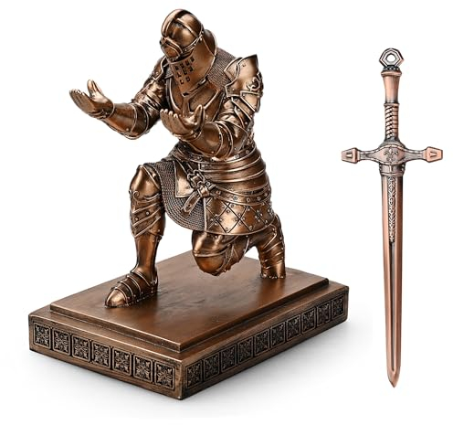 HDMbigmi King's Guard Knight Stifthalter, Stiftehalter, Schreibtisch-Organizer und Zubehör, Harz, Stifthalter als Geschenk für Büro und Zuhause (Kupfer)