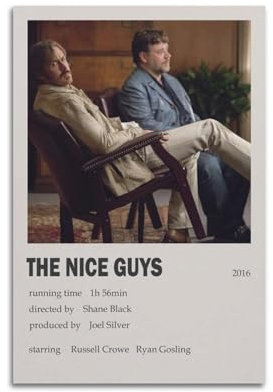 Filmposter The Nice Guys, Raumdekoration, Poster für Schlafzimmer, Wohnzimmer, Wände, 60 x 90 cm, ungerahmt