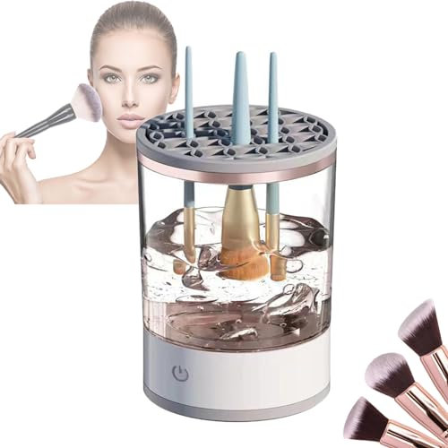 iFCOW Nettoyeur de pinceaux de maquillage électrique, alimenté par USB, boîte de rangement pour toutes les tailles de pinceaux de maquillage