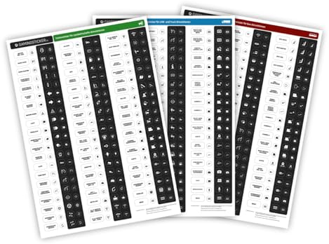 GAMINGSTICKER Tastensticker für Landwirtschafts-, LKW- und Bus-Simulationen (3er Bundle) - Farming LKW BUS Sim LS Sticker Aufkleber mit Icons/Symbolen für Tastenbelegung, PC- und Gaming-Zubehör