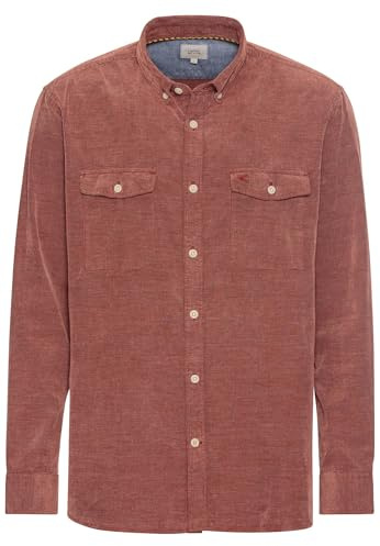 camel active Herren Langarm Hemd in Regular Fit aus Cord Rot, Menswear-L