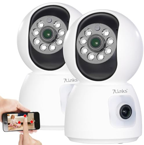 7links WLAN Camera: 2er-Set Dual-Linsen-WLAN-Kameras, Full HD, Farb-Nachtsicht, Tracking (Innenkamera, Kamera mit Ton, Überwachungscamera)