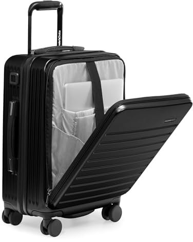 Traveler's Choice Mykel Hartschalenkoffer mit Vordertasche, Polycarbonat, mit Hülle und ergonomischem Griff, Schwarz, Mykel Hartschalenkoffer mit Vordertasche, Polycarbonat, mit Hülle und