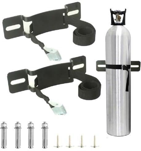 Propane Tank Holder,Oxygen Tank Holder,Nitrogen Gas Cylinder Holder, with Screws and Safety Chain Supported 59 inch, Suitable for rv Propane Tank Holder,Cylinder Wall Mounted Bracket (Black)