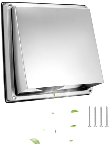 QWORK® Grille de Ventilation 150mm avec Clapet - Acier Inoxydable 304 - pour Hottes, Salles de Bain, Climatisation, Sèche-linge