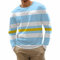 Mens Long Sleeve T Shirt Long Sleeve Polo Shirts Mens Fashion Casual Sports Striped Stitching Digital Printing Round Neck T Shirt Long Sleeve Top Cotton Long Sleeve T Shirts for Men (Sky Blue, L)