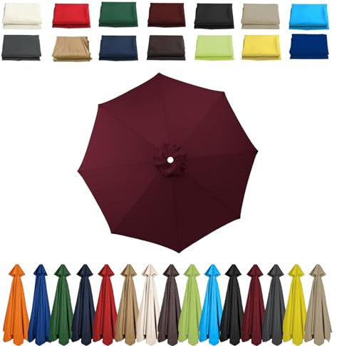 2m 2.3m 2.5m 2.7m 3.0m Sonnenschirm Ersatzbezug 6/8 Streben Terrassenschirm Bespannung Stoffbezug, Gartenschirm Ersatz-Überdachung, Für Ampelschirm, Hof, Garten (3.0m-8 Streben,Wein Rot)