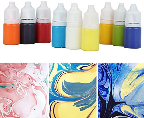 Fydun Wassermarmorierung Wasserpigment für Papiermarmorierung Ebru Kunstwerkzeug für Applied Family (A5-Maltablett, 9 Farben, Geschenkbox)