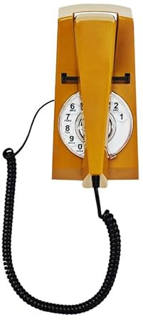 Artisam - Teléfono Retro de Pared con Cable, teléfono Fijo Vintage de Pared, teléfono Giratorio montado en la Pared para casa, Oficina, Hotel, Escuela (café Claro)