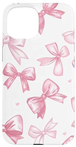 Aesthetic cute Pink Ribbons and Bows Pattern Design Case for iPhone 15