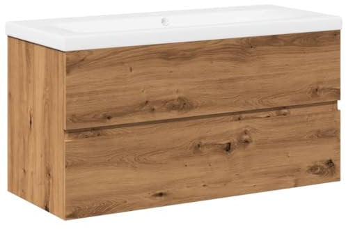 vidaXL Meuble avec Vasque intégrée chêne Artisanal, Armoire lavabo de Salle de Bain, Meuble de Salle de Bain, Meuble de Rangement sous lavabo