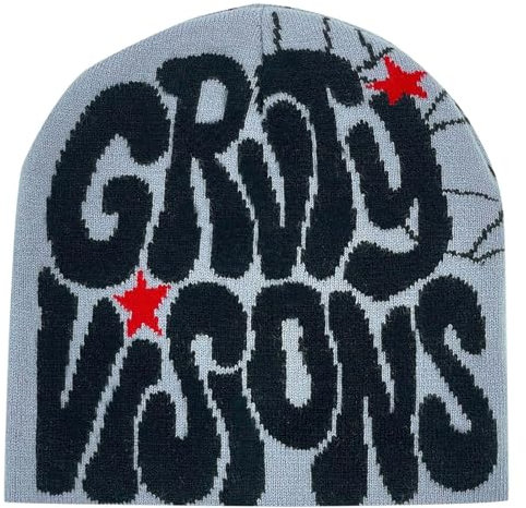 Y2K Beanie - Hat Y2k Baggy Slouchy Beanie Cap Skull Cap Beanie,Sie Herbst Frühling,Spider Web Beanie,hat,Slouch Beanie Leichte Jersey,Schwarz Rosa