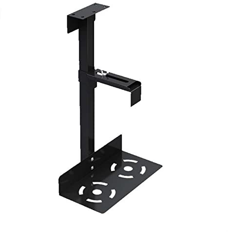 Computer Cart with CPU Holder Universal PC Case Holder Under Desk, Wall Side CPU Stand Mount Adjustable PC Mainframe Hanger Bracket Fits Most PC Cases, Black/White Mobile IT Support Platform(Black)