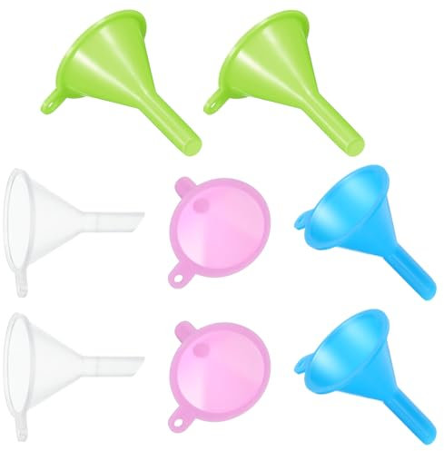 8 Pcs Mini Funnel Tiny Small Funnel Narrow Neck Funnel Perfume Funnel Kit Kitchen Use Filling Bottles Funnel for Lab Bottles Essential Capsule Oils Spices Sand Art Lotion Water